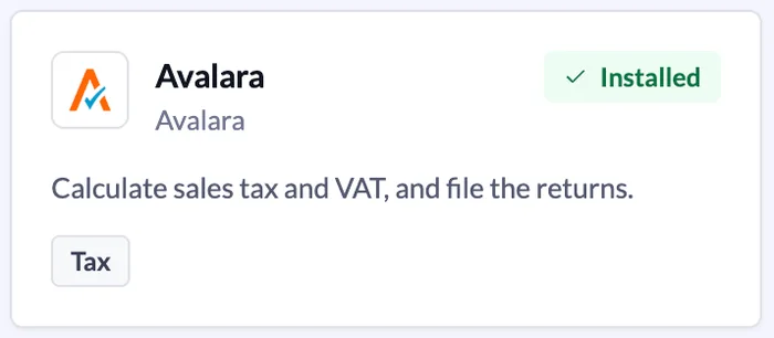 Avalara, installed